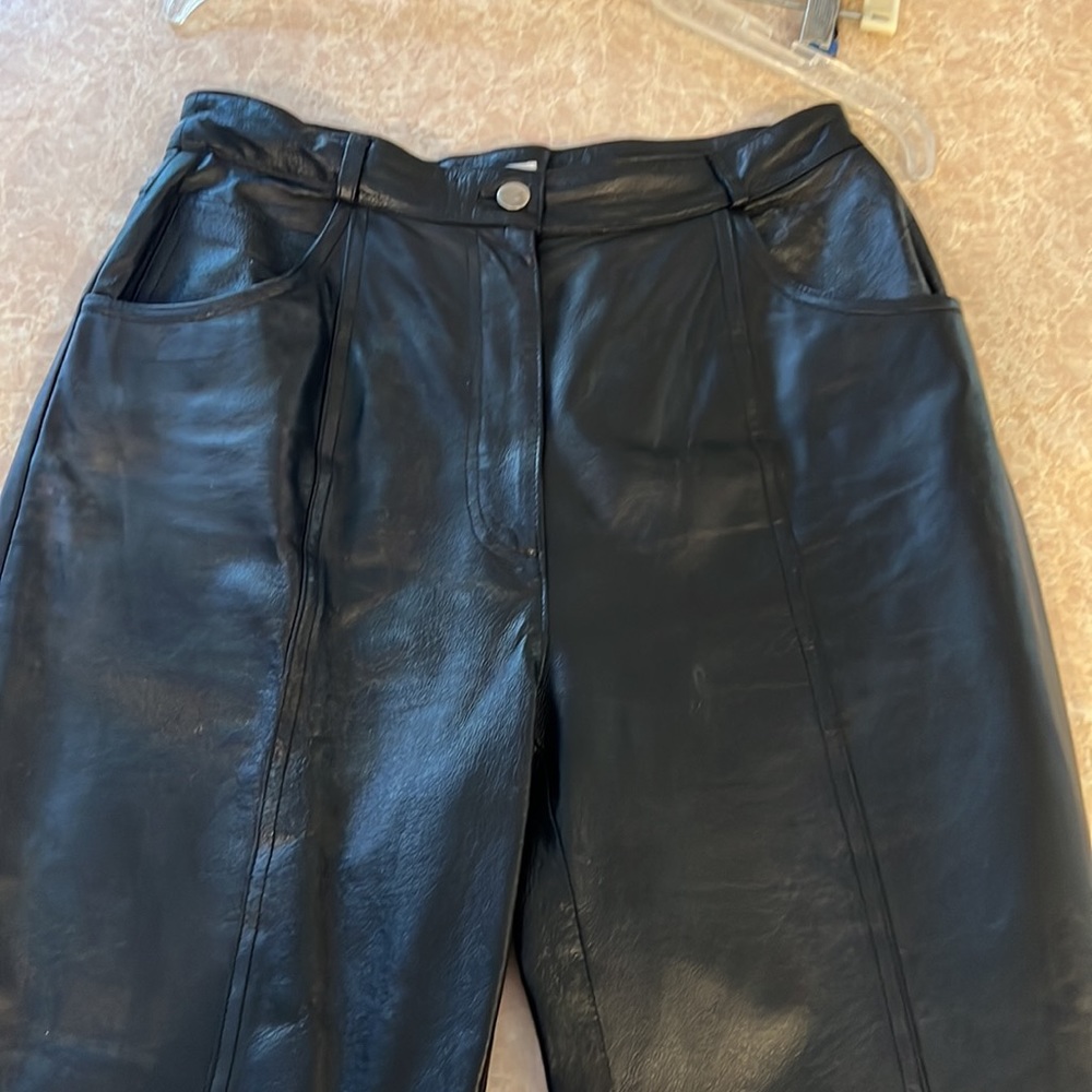 Black leather pants tall